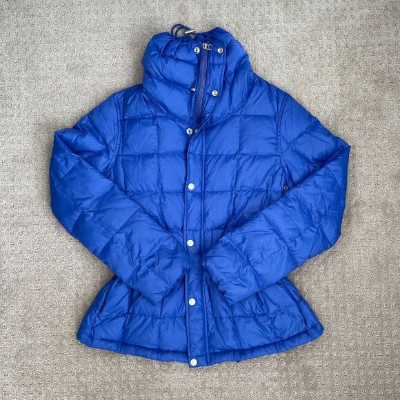 Ralph Lauren Down Puffer Jacket Women Small Royal Blue Full Zip Mock Neck Snow - Picture 1 of 11